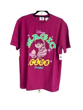 Disney Pink Cheshire Cat Magic Club Tee Magenta, Adult Medium, NWT